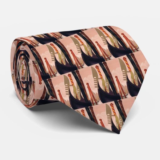 Vintag Venezia Gondolas Krawatte (Gerollt)