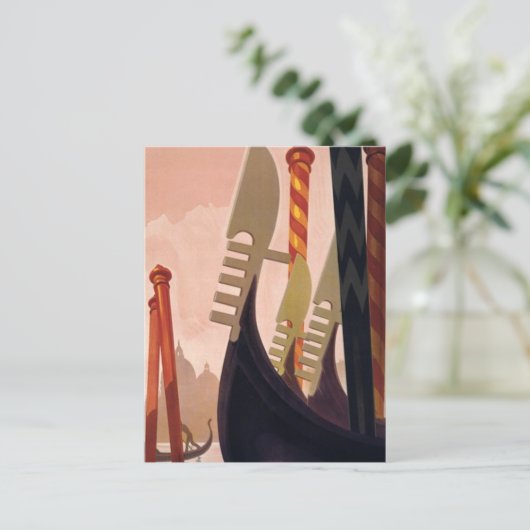 Vintag Venezia Gondolas Postkarte (Stehend Vorderseite)