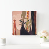 Vintag Venezia Gondolas Square Wallclock Quadratische Wanduhr (Zuhause)