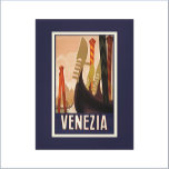 Vintag Venezia Venedig Reiseplaner Canvas Print Leinwanddruck<br><div class="desc">Schönes Retro-Reiseplakat für VENEZIA auf marinischem Hintergrund.</div>