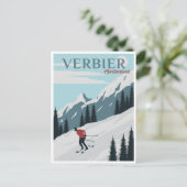 Vintag Verbier Schweiz Reisen Aquarell Postkarte (Stehend Vorderseite)