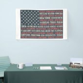 Vintag verblasste amerikanische Flaggen-Staat mit Banner (Messeveranstaltung)