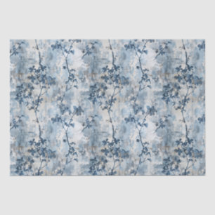 Vintag verblasstes Blumenmuster - Blau und Weiß Seidenpapier
