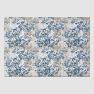 Vintag verblasstes Blumenmuster - Blau und Weiß Seidenpapier