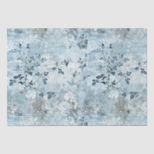 Vintag verblasstes Blumenmuster - Blau und Weiß Seidenpapier