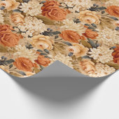 Vintag verbrannte orange-beige Blume Geschenkpapier (Ecke)