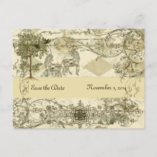 Vintag Verdigris Unicorn Ankündigungspostkarte