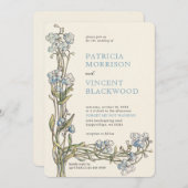 Vintag vergessen Sie mich, nicht Hochzeit Einladun Einladung (Vorne/Hinten)