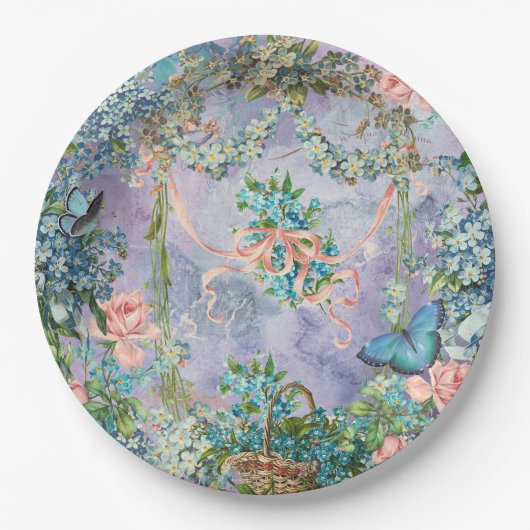 Vintag vergessen Sie mich nicht Pappteller (Vorderseite)