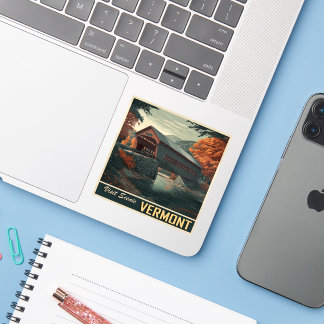 Vintag Vermont Covered Bridge Travel Aufkleber