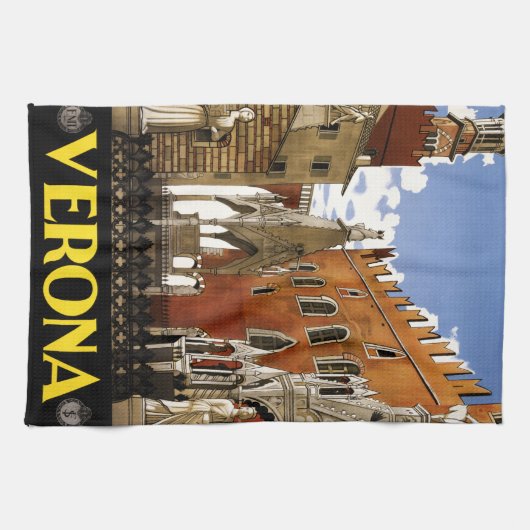 Vintag Verona Italien Architekturreise Geschirrtuch (Horizontal)