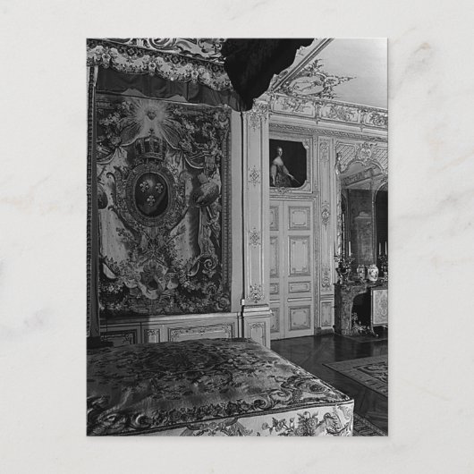 Vintag Versailles Palace Louis XV Bed Kammer Postkarte (Vorderseite)