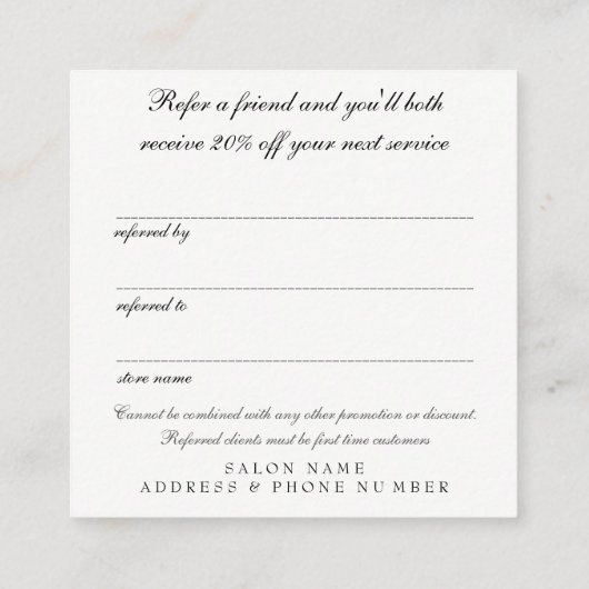 Vintag verweisen Sie ein Empfehlungskarte (Rückseite)