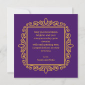 Vintag Verzierte Lila Shaadi Mubarak Card (Rückseite)