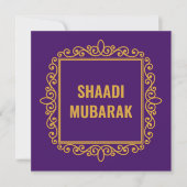 Vintag Verzierte Lila Shaadi Mubarak Card (Vorderseite)
