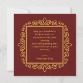 Vintag Verzierte Maroon Shaadi Mubarak Card (Rückseite)