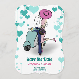 Vintag Vespa Couple Save the Date