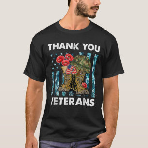 Vintag vielen Dank an Veteranen Combat Boots Blume T-Shirt