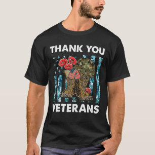 Vintag vielen Dank an Veteranen Combat Boots Blume T-Shirt