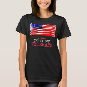 Vintag Vielen Dank an Veterans Day American Flag V T-Shirt