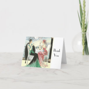 Vintag - Vielen Dank - Art Deco Ladys, Dankeskarte
