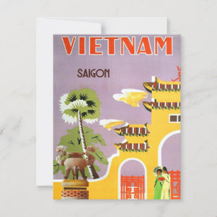 Vintag Vietnam Saigon Travel Postcard