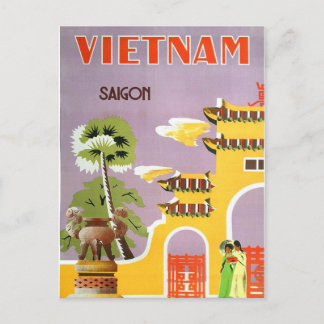 Vintag Vietnam Saigon Travel Postcard Postkarte