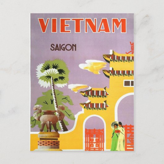 Vintag Vietnam Saigon Travel Postcard Postkarte (Vorderseite)