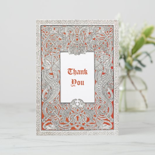 Vintag Viking Celtic Dragon Dankeskarte (Stehend Vorderseite)