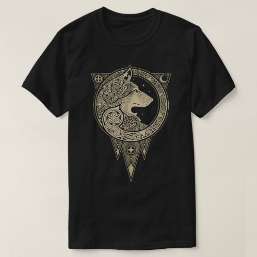 Vintag Vikings keltische Mythologie Fenrir Wolf T-Shirt (Design vorne)