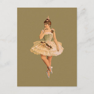 Vintag Viktorianische Ballerina Postkarte