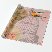 Vintag. Viktorianische Dame und Birdcage. Geschenkpapier (Ungerollt)
