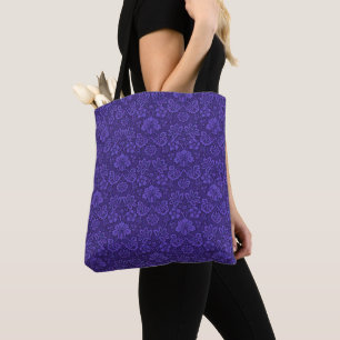 Vintag Viktorianische Indigo Damask Paisley Floral Tasche