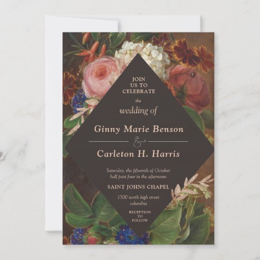 Vintag Viktorianische Moody Art Flora Einladung (Vorderseite)