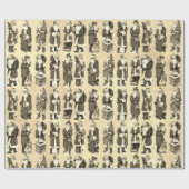Vintag Viktorianische Weihnachtszeit Beige Santa P Geschenkpapier (Flach)
