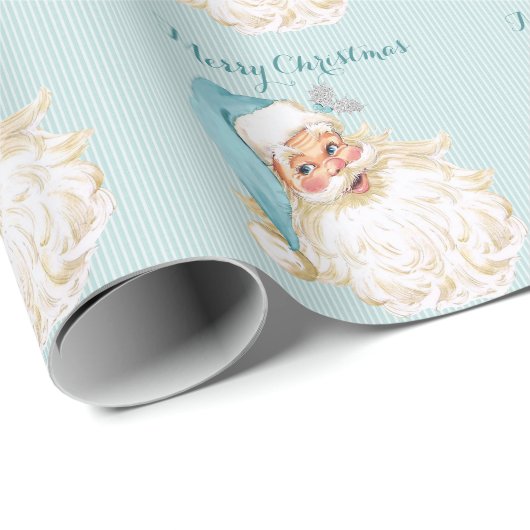 Vintag Viktorianischer Santa Claus Türkise Geschenkpapier (Rolleneckpunkt)