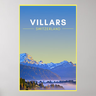 Vintag Villars Schweiz Kunstposter Poster