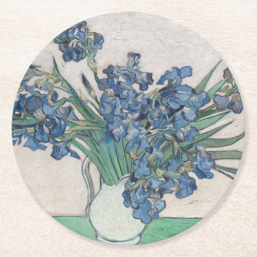 Vintag Vincent Van Gogh Irises Runder Pappuntersetzer (Vorderseite)