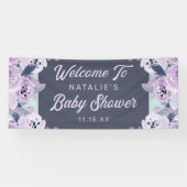 Vintag-violette Blumen Kinderdusche Begrüßung Banner (Horizontal)