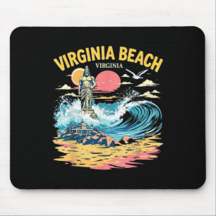 Vintag Virginia Beach Virginia Sunset Beach Citys Mousepad