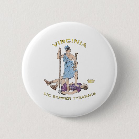 Vintag Virginia Motto Sic Semper Tyrannis Button (Vorderseite)