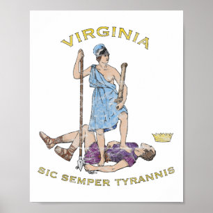 Vintag Virginia Motto Sic Semper Tyrannis Poster