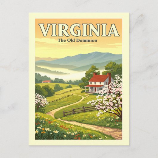 Vintag Virginia Postkarte (Vorderseite)