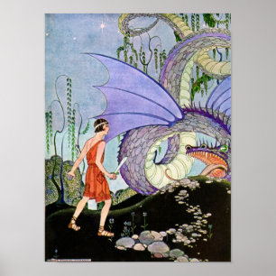 Vintag Virginia Sterrett Dragon trifft Krieger Poster