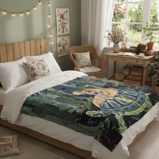 Vintag Virginia Sterrett Princess Rides Tortoise Fleecedecke