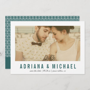 Vintag Vision Modernes Muster Foto  Aquamarin Save The Date