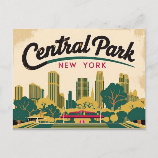 Vintag vom Central Park, New York Postkarte (Vorderseite)