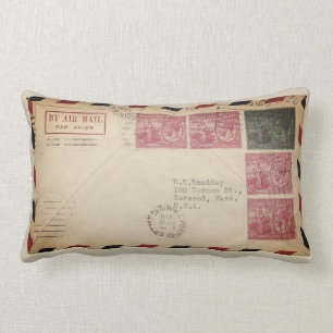 Vintag von Air Mail Lumbar Kissen