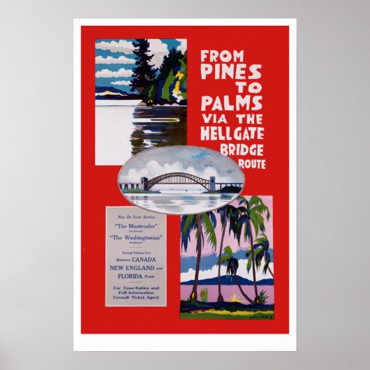 Vintag Von Pinien bis Palms Hellgate Bridge Travel Poster (Vorne)