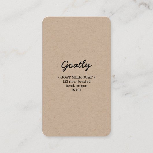 Vintag von Ziegenseife hergestellt Visitenkarte (Rückseite)